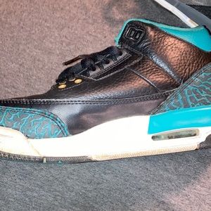 Teal or turquoise and black Nike air Jordan 3 retro
